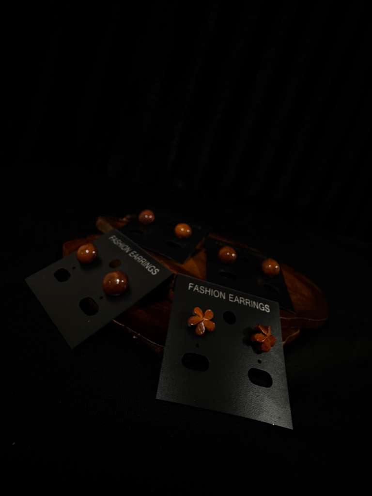 Koa Post Earring
