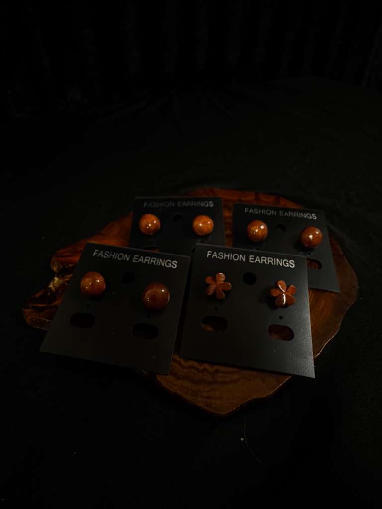 Koa Post Earring