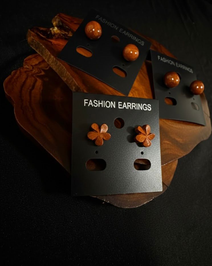 Koa Post Earring
