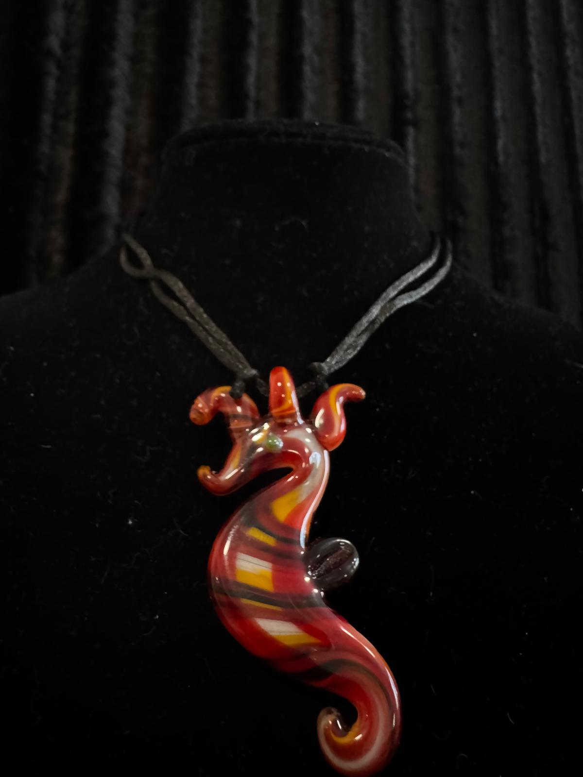 Gecko & Seahorse Glass pendant
